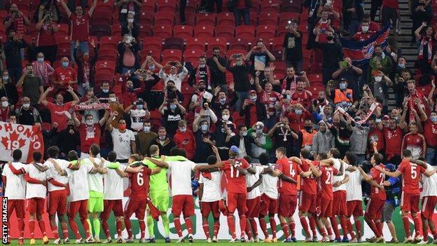 Bayern Munich celebrate winning the Uefa Super Cup