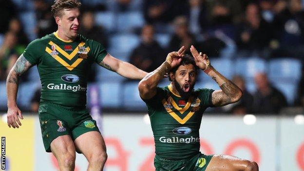 Josh Addo-Carr was 1  of 2  Australia players to people     a hat-trick