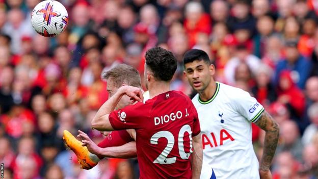 Diogo Jota fouls Oliver Skipp during Liverpool's win over Tottenham