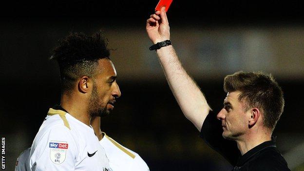 Peterborough's Rhys Bennett is sent off