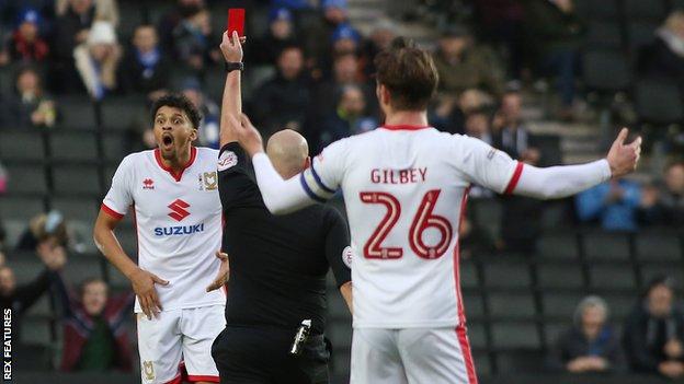 MK Dons' Osman Sow is sent off
