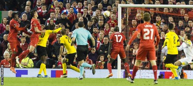Dejan Lovren scores Liverpool's winner against Borussia Dortmund