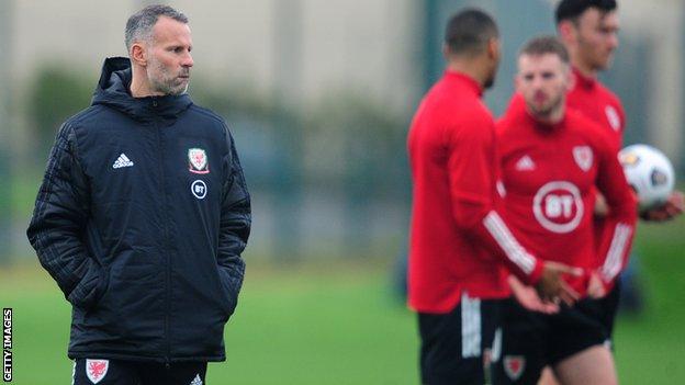 Wales manager Ryan Giggs at training