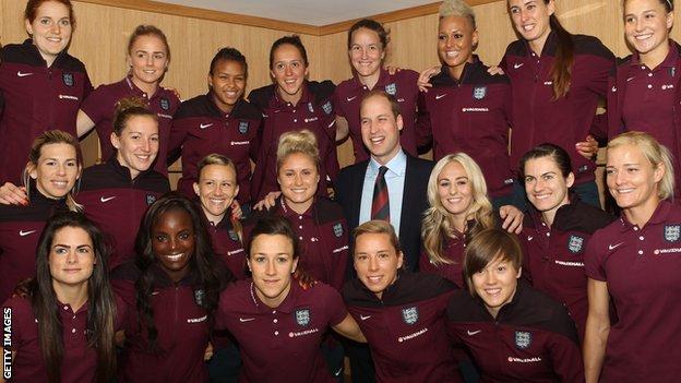 Prince William, Duke of Cambridge, visits the England Women Senior Team at The National Football Centre in May