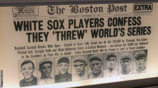 A Boston Globe front page detailing the White Sox players' confession over having fixed the 1919 World Series