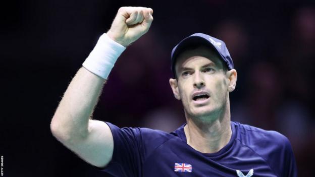 Andy Murray celebrates during Davis Cup tie with Switzerland