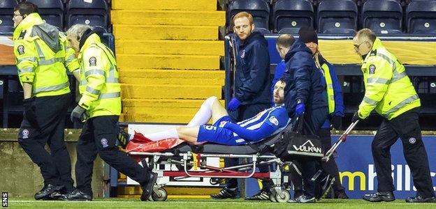 Kirk Broadfoot was taken off on a stretcher after suffering a head knock