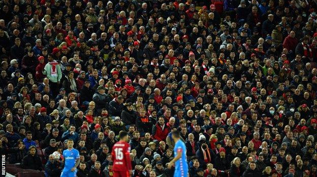 Liverpool fans at Anfield against Atletico