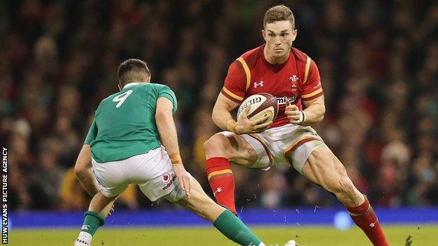 George North takes on Conor Murray of Ireland during the 2017 Six Nations