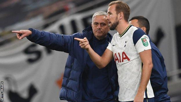 Jose Mourinho and Harry Kane