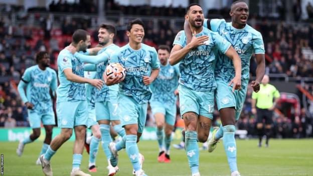 Wolves celebrate scoring at Bournemouth