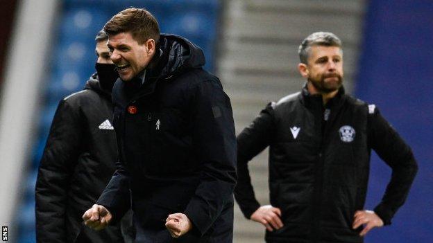 Rangers manager Steven Gerrard celebrates