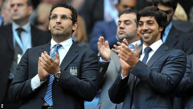 Manchester City chairman Khaldoon Al Mubarak and owner Sheikh Mansour bin Zayed Al Nahyan
