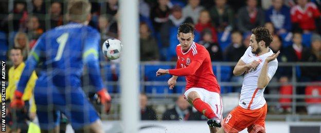 Tom Lawrence was Wales' brightest player in the first half