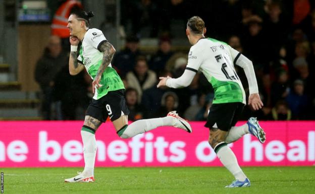 Darwin Nunez celebrates scoring a goal