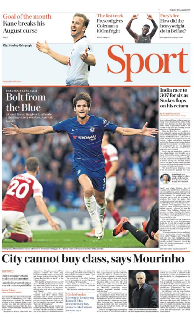 The back page of the Sunday Telegraph