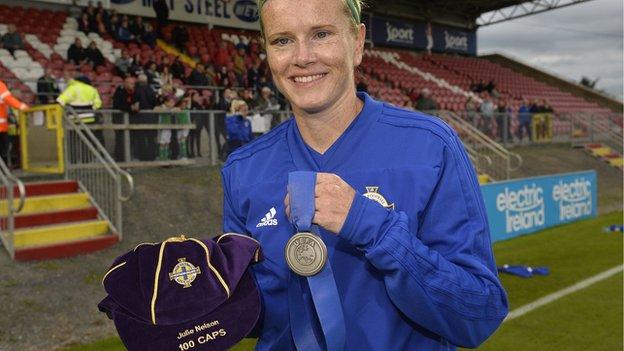 Julie Nelson won her 100th cap for Northern Ireland