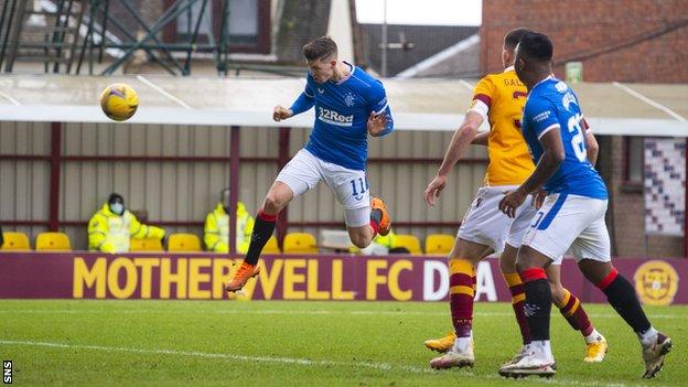 Cedric Itten scores for Rangers against Motherwell