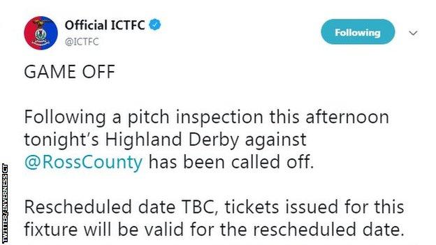 A tweet by Inverness Caledonian Thistle