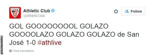 Athletic Bilbao tweet