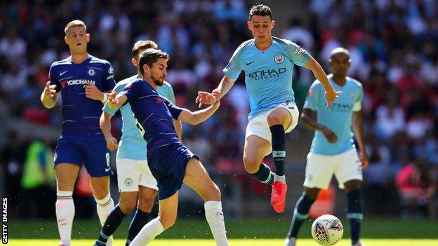 Phil Foden appears for Manchester City at the Community Shield against Chelsea