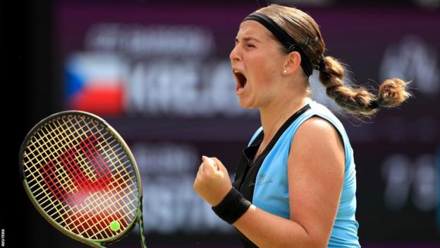Jelena Ostapenko celebrates Birmingham Classic win