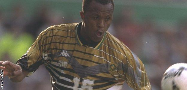 Doctor Khumalo in action for South Africa