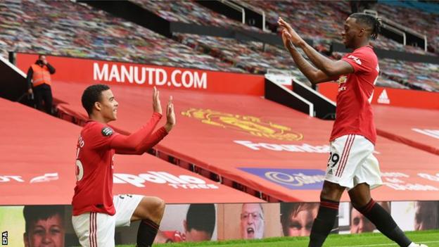 Mason Greenwood celebrates scoring for Manchester United against Bournemouth