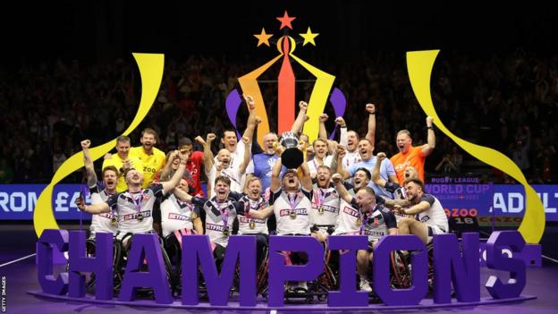 England celebrate winning the Wheelchair World Cup