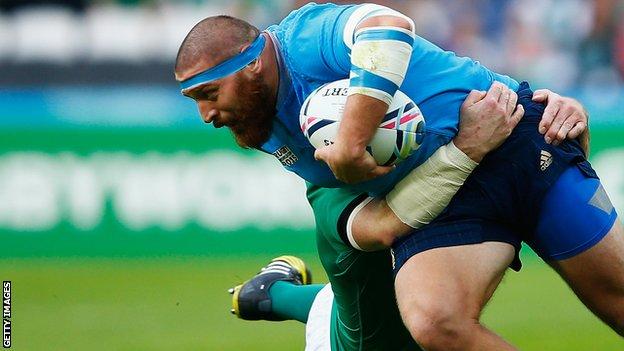 Italy's Matias Aguero in action at the 2015 Rugby World Cup