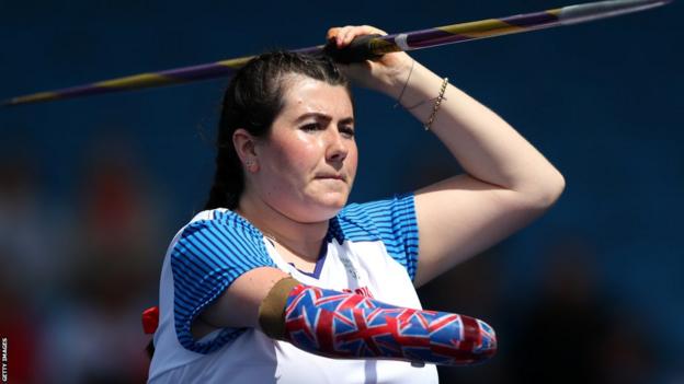 Javelin thrower Hollie Arnold in action