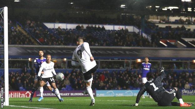 Aleksandar Mitrovic scores Fulham's goal at Brimingham
