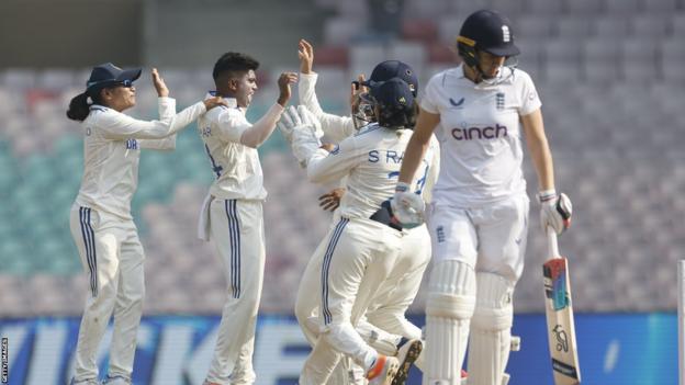 India team celebrate the wicket of Nat Sciver-Brunt