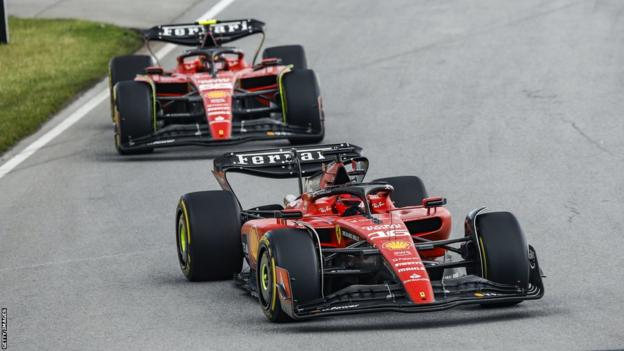 Charles Leclerc and Carlos Sainz driving at the Canadian GP