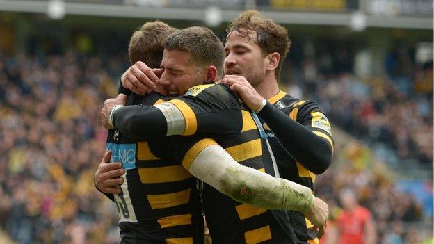 England stars Elliot Daly and Danny Cipriani and South Africa full-back Willie Le Roux helped Wasps decorativeness  apical  of the Premiership regular   play   array  for the lone  clip  successful  2017