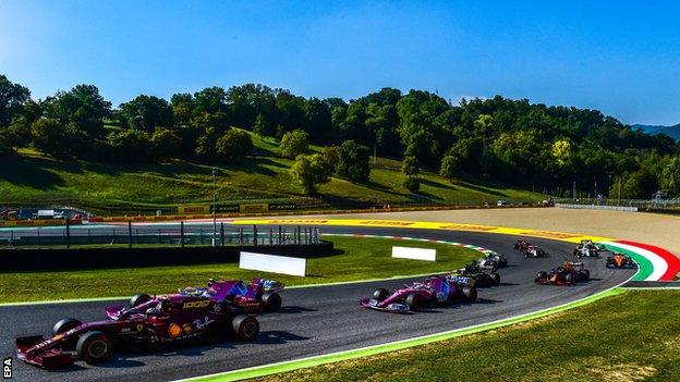 Cars on track at the Tuscan Grand Prix