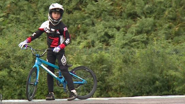 BMX champion Iris Hajda practising at a supercross track