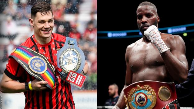 A split picture of Chris Billam-Smith and Lawrence Okolie