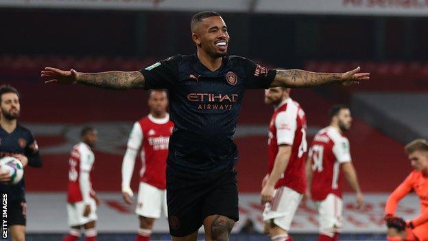 Gabriel Jesus a marqué son premier but depuis le 8 novembre lorsqu'il a mis City devant Arsenal lors des huit derniers matchs de la Coupe Carabao mardi.