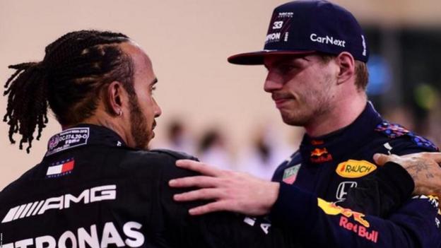 Lewis Hamilton and Max Verstapen speak after the 2021 Abu Dhabi Grand Prix