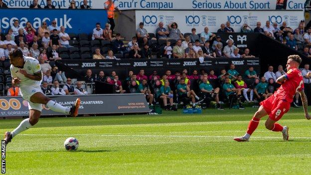 Sammie Smzodics, who scored seven times for Peterborough last season, rolls in his first Blackburn goal