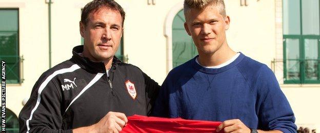 Malky Mackay (left) with Andreas Cornelius