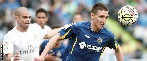 Stefan Scepovic in action for Getafe against Real Madrid