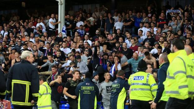 Hajduk Split fans at Goodison Park