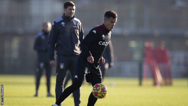 Philippe Coutinho at Aston Villa training