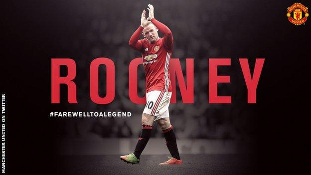 Manchester United posted this message on social media on Sunday to mark Rooney's exit