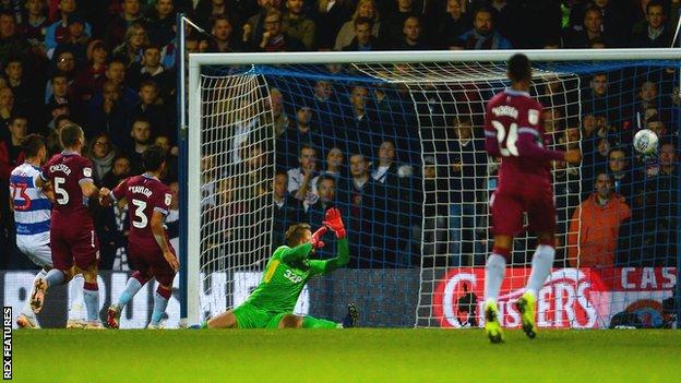Pawel Wszolek gives QPR the lead against Aston Villa