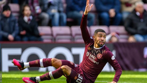 Josh Ginnelly in action for Hearts