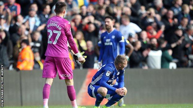 Dejected Cardiff players reflect on their loss at arch-rivals Swansea