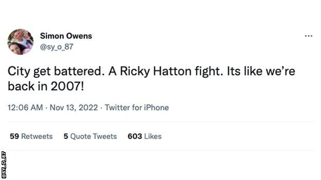 Tweet astir  Manchester City and Ricky Hatton.